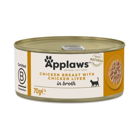Applaws kurczak z wątróbką w bulionie 70g