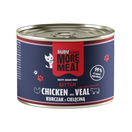 BUBAlicious More Meat - karma dla kota duo KITTEN KURCZAK & CIELĘCINA 185g