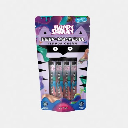Happy Snacky - przysmak w kremie wołowina i makrela 4x10g