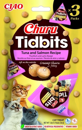 Inaba Churu TIDBITS przysmak z kremowym nadzieniem tuńczyk i łosoś 3x12g