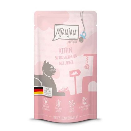 MjAMjAM Quetschie Kitten - karma mokra dla kociąt kurczak z olejem z łososia 125g