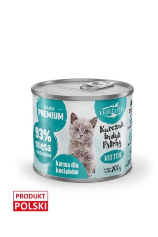 Oakfarm kitten karma mokra dla kociąt kurczak, indyk i pstrąg 200g