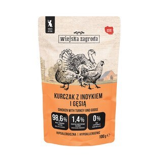 Wiejska Zagroda superfoods karma mokra kurczak z indykiem i gęsią 100g