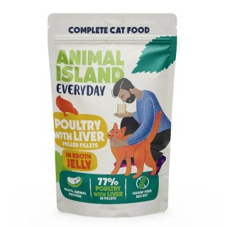 Animal Island Everyday szarpane fileciki w galarecie drób z wątróbką 85g