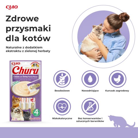 Inaba Churu kremowy przysmak dla kota o smaku kurczaka z krewetkami