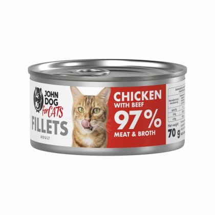 John Dog for cats fillets kurczak i wołowina 70g