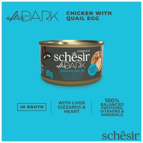 Schesir After Dark kurczak z jajkami przepiórczymi w bulionie, 80 g