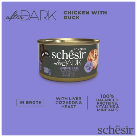 Schesir After Dark kurczak z kaczką w bulionie, 80 g