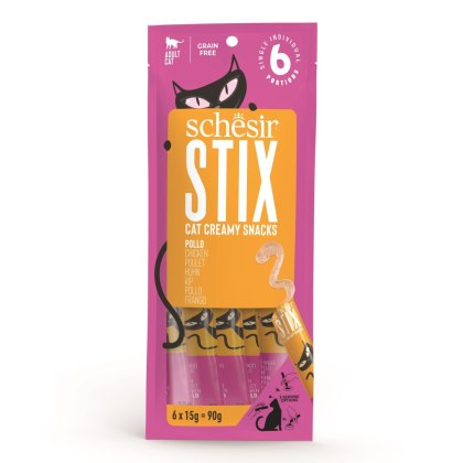 Schesir STIX smakołyki w kremie z kurczakiem 6x15g