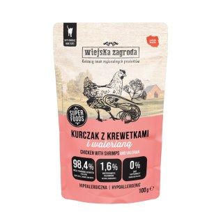 Wiejska Zagroda superfoods karma mokra dla kota kurczak z krewetkami i walerianą 100g